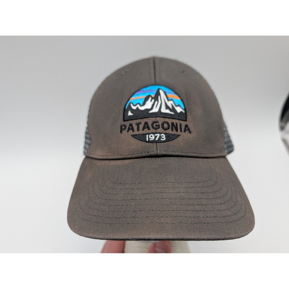 Patagonia 1973 Mountain Logo Trucker Hat Brown Mesh Snapback Cap